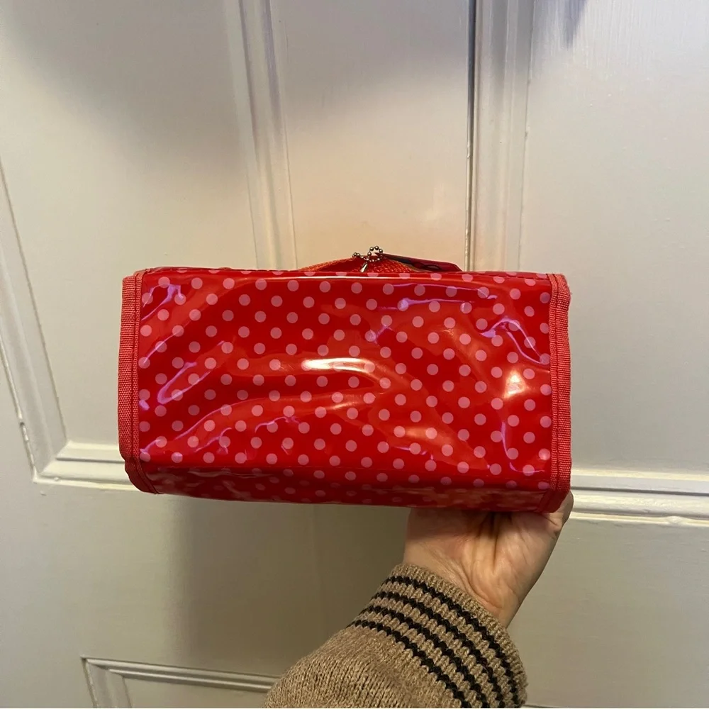 Hello Kitty 2011 Sanrio Red Polka Dot Pvc Plastic Travel Bag Roll Up EUC